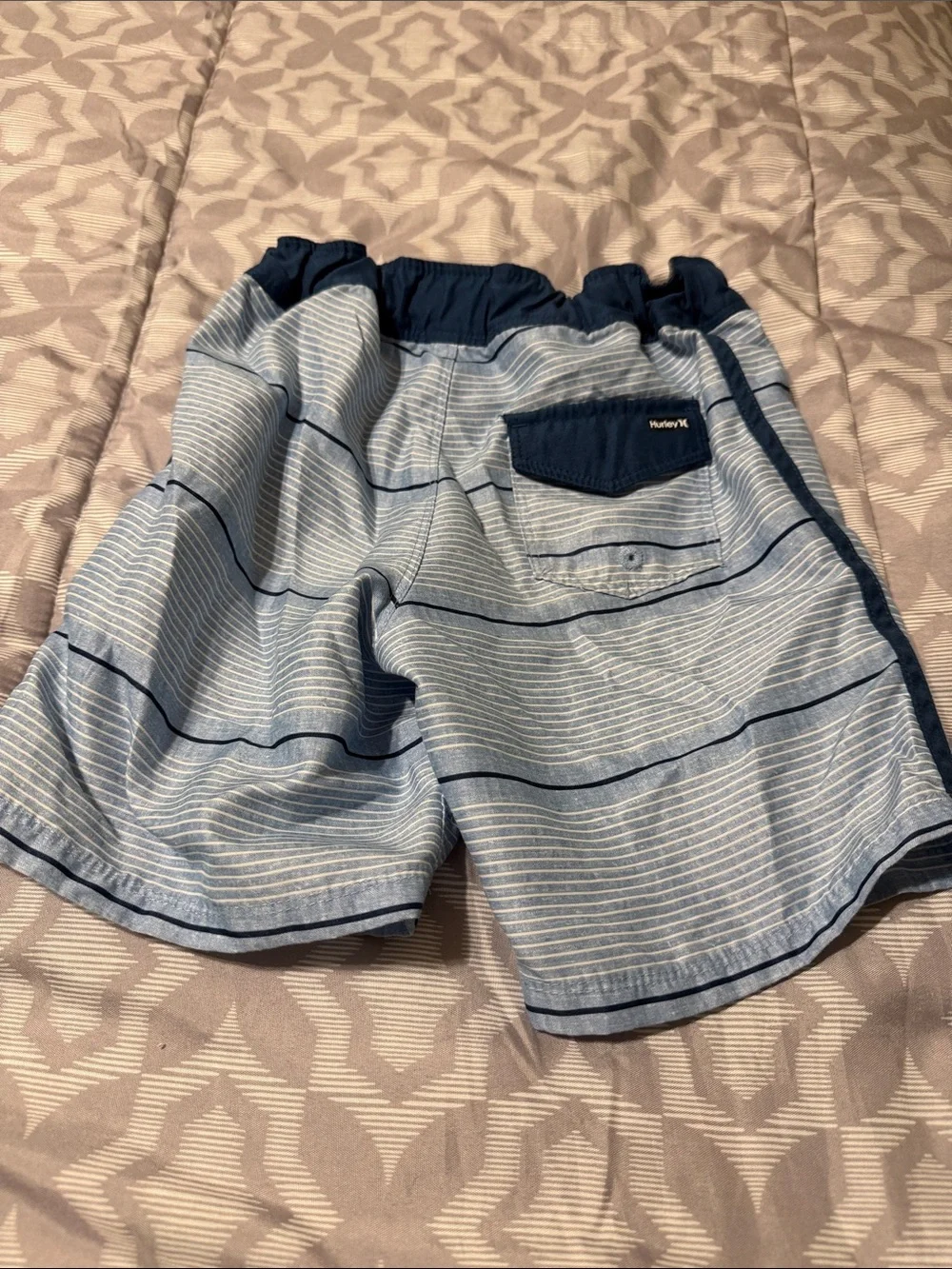 Hurley Light Blue & Navy Striped  boys swim